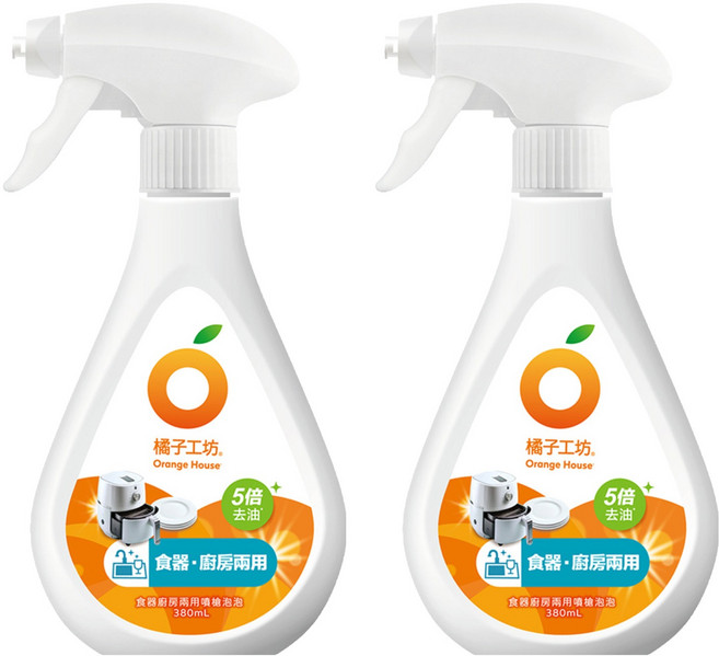 Orange House 橘子工坊 食器廚房兩用噴槍泡泡, 380ml, 2瓶