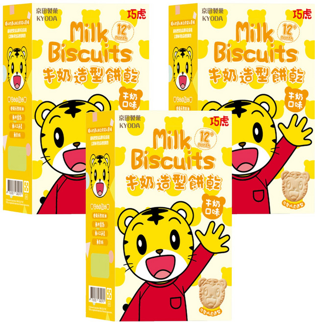 KYODA 京田製菓 韓國 巧虎牛奶造型餅乾, 牛奶口味, 90g, 3盒