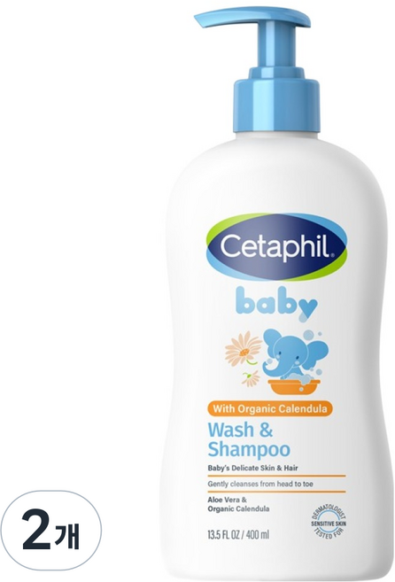 세타필 베이비 워시 앤 샴푸 카렌듈라, 2개, 400ml