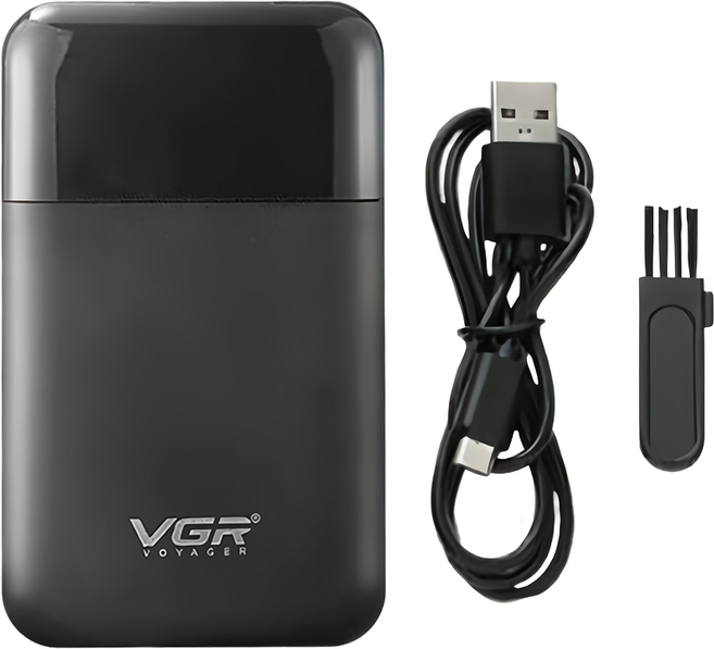 Vgr 5W 雙刀頭 電動刮鬍刀 V-390 黑色 水洗刀頭 45min Runtime