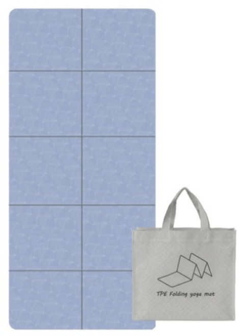 메리뉴 접이식 휴대용 논슬립 요가매트 + 가방 세트, 블루(요가매트), 랜덤발송(가방), 1세트