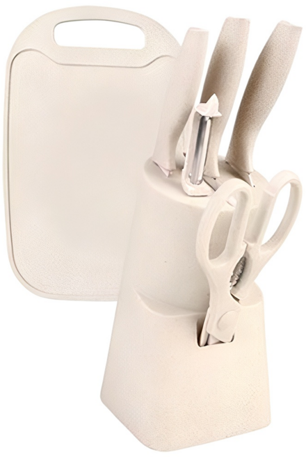 슈퍼리치 칼세트 + 수납홀더 베이지, 1세트, 6종 + 수납홀더