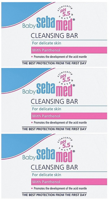 sebamed 施巴 嬰兒潔膚皂 pH5.5弱酸性 添加多重保濕配方 純淨小麥萃取 德國原裝進口, 100g, 3盒