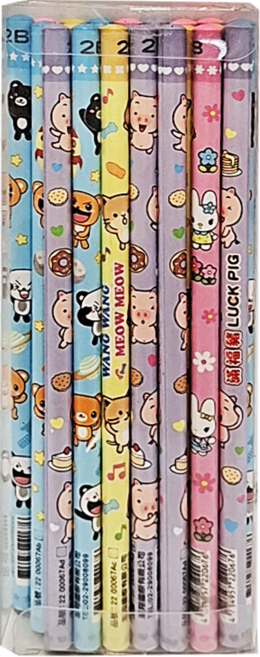 筌翔國際 麻吉珍珠圓桿2b鉛筆(24入), 麻吉家族 多色, 1入