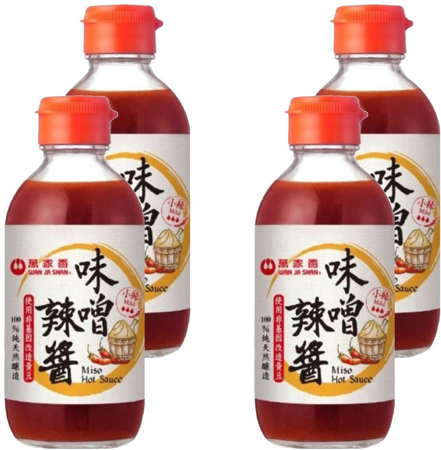 萬家香 味噌辣醬 225g 100%純天然釀造 使用非基因改造黃豆, 4瓶