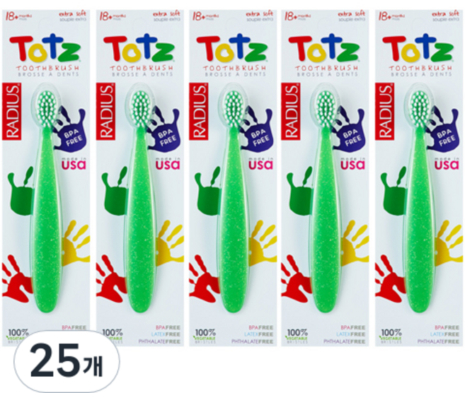 래디어스 토츠 유아 칫솔, 그린, 1개입, 25개