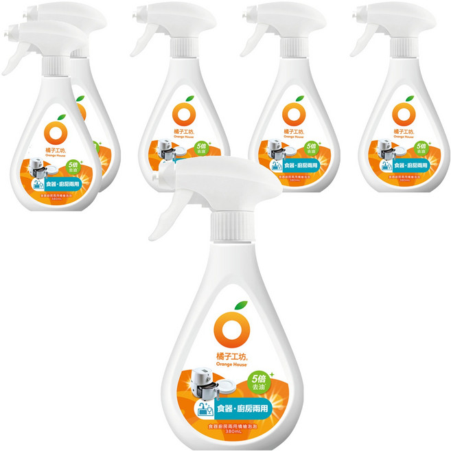 Orange House 橘子工坊 食器廚房兩用噴槍泡泡, 380ml, 6瓶