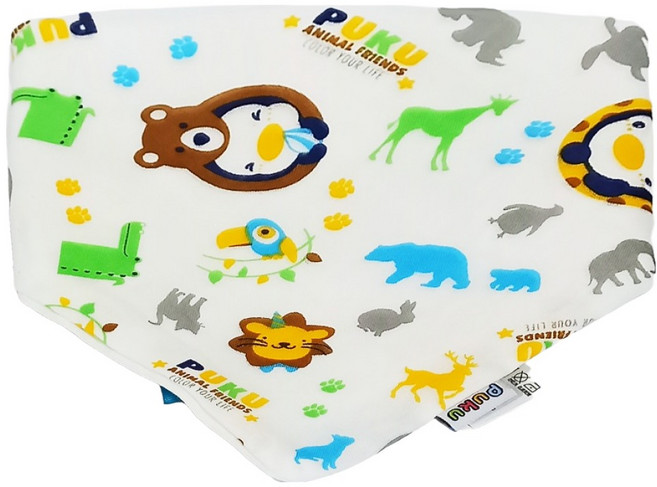 PUKU 藍色企鵝 棉柔兩用揹巾口水兜 28*28cm, 水色, 1條