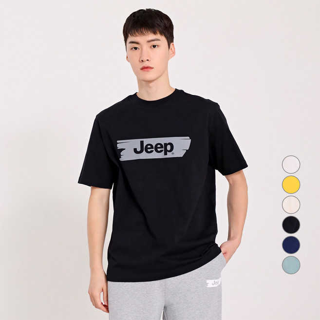 지프 남녀공용 통기성 페인팅프린트 빅 지프 반팔 티셔츠 JM6TSU391