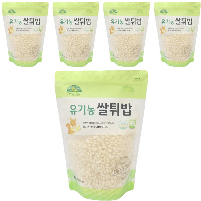 유아용 오가닉스토리 유기농 쌀튀밥, 쌀, 5개, 80g