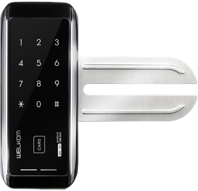 솔리티 웰콤 유리문 전용 스마트 보조키 손잡이 없음 도어락, WG-20, 고객직접설치