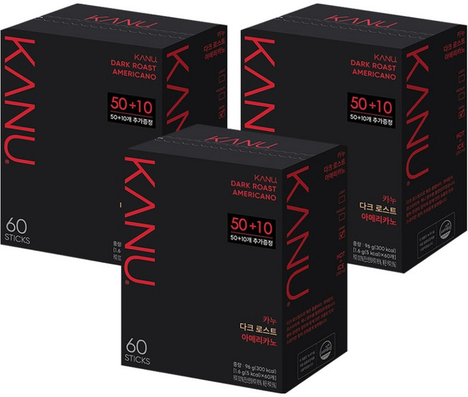 카누 다크 로스트 아메리카노 원두커피믹스, 1.6g, 60개입, 3개