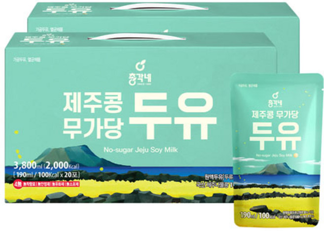 총각네 제주콩 무가당 두유, 190ml, 40개