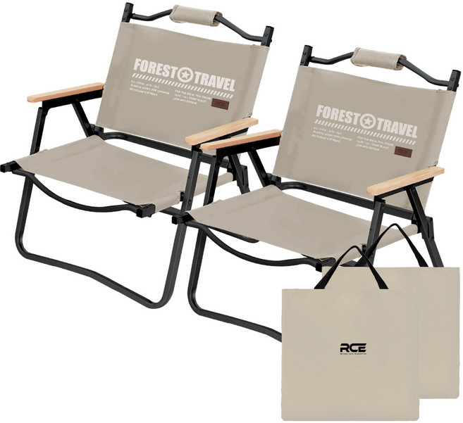 로티캠프 경량 로우 캠핑 의자 2p + 전용가방 2p 세트, 탄, 1세트