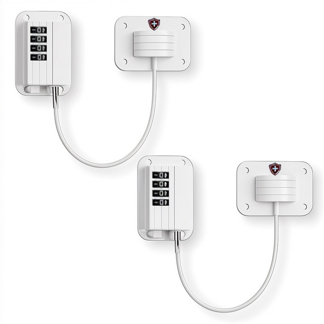 마터혼 4단 비밀번호 냉장고 잠금장치 화이트, 2개