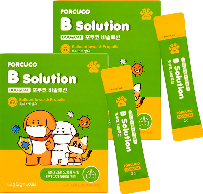 포쿠코 반려동물 솔루션 영양제, 호흡기/기관지, 60g, 2개