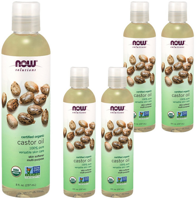 NOW Foods 純蓖麻保濕油, 237ml, 5瓶