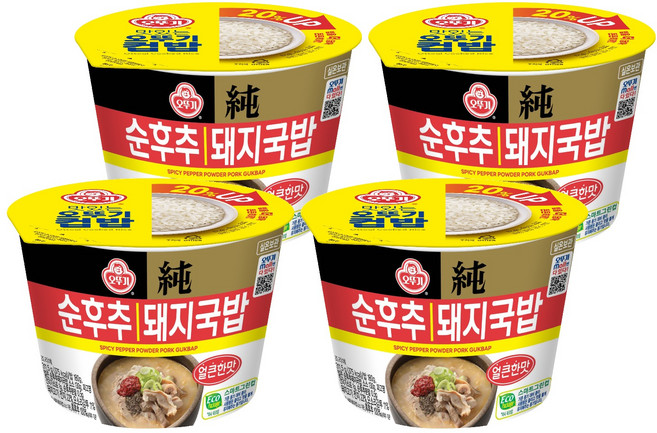 오뚜기 컵밥 얼큰 순후추 돼지국밥, 4개, 311.5g