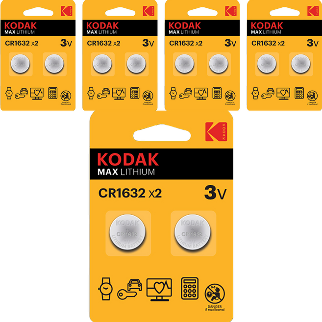 코닥 MAX 리튬 코인 건전지 CR1632 3V, 2개입, 5개
