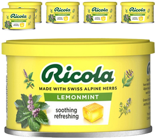 리콜라 레몬민트 스위트 허브 캔디, 100g, 6개