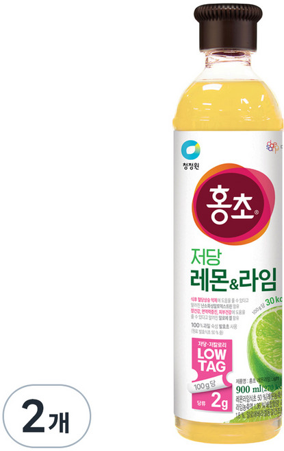 홍초 레몬라임 음용식초 저당, 900ml, 2개