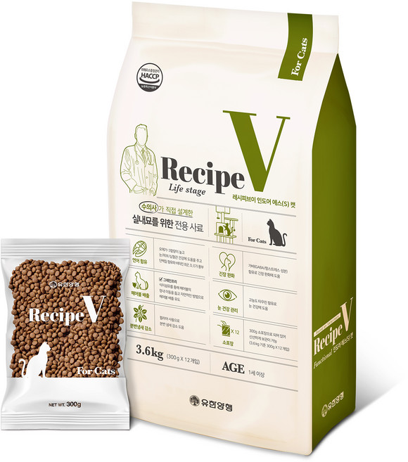유한양행레시피브이 고양이 처방식사료, 인도어, 3.6kg, 1개