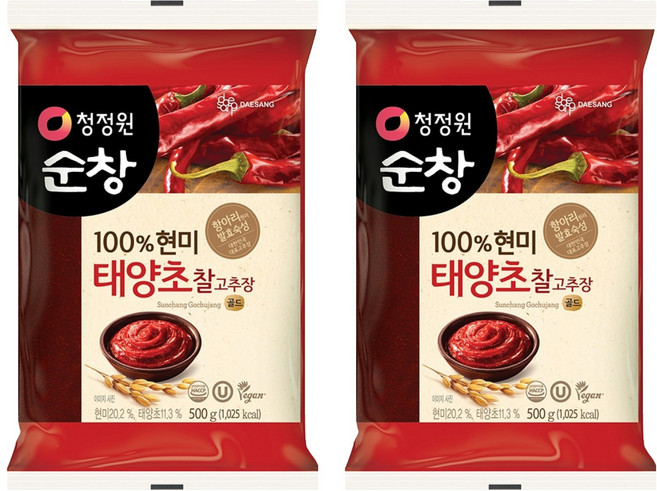 청정원순창 찰 고추장 비닐, 500g, 2개