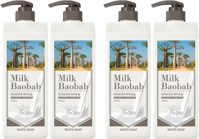 밀크바오밥 대용량 단백질 손상모 케어 트리트먼트 화이트솝향, 1L, 4개