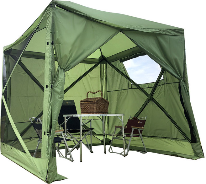 조아캠프 원터치 돔 스크린 텐트, 그린, 4~5인용