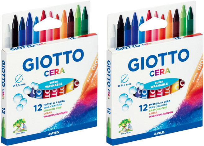GIOTTO 好清洗兒童隨身蠟筆 3歲以上, 2盒, 12色