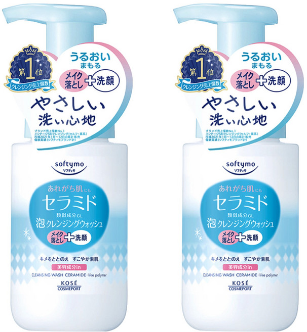 KOSE 高絲 softymo 絲芙蒂 台灣公司貨 神經醯胺卸粧洗顏慕絲, 200ml, 2個