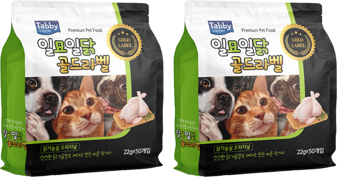 테비토퍼 고양이 일묘일닭 골드라벨 간식 50p, 닭가슴살, 1.1kg, 2개
