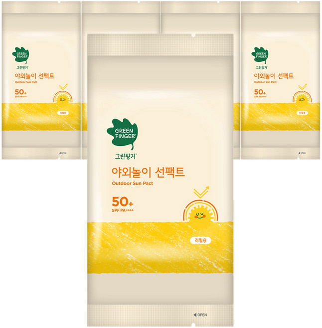 그린핑거 유아용 야외놀이 선팩트 리필 SPF50+ PA++++, 16g, 5개