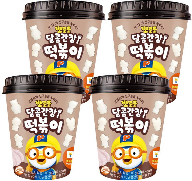 어니스트에프엔비 뽀로로 달콤간장 떡볶이, 110g, 4개