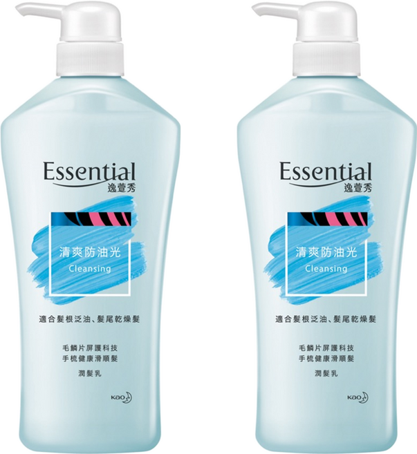 Essential 逸萱秀 瞬效鎖水系列潤髮乳 清爽防油光 毛鱗片屏護科技 適合髮根油、髮尾乾燥, 700ml, 2瓶