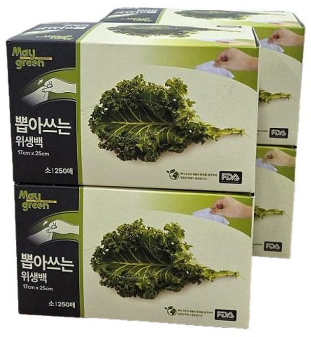 Maygreen 위생백 17 x 25 cm, 소(S), 250개, 4개
