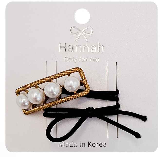 韓國 Hannah 正韓造型髮束珍珠 長方SY12381