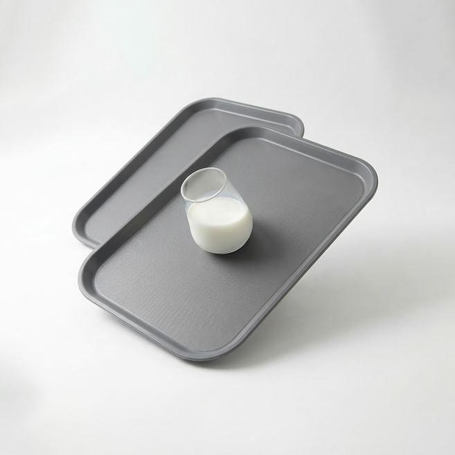 리빙메이트 논슬립 직사각 트레이 쟁반, 그레이, 2개