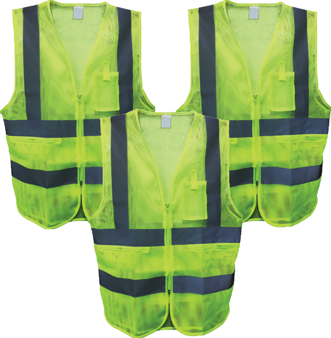 가드맨 현장 작업용 형광 안전조끼, 노랑, 3개