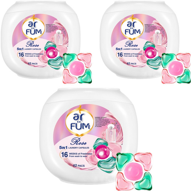 아로퓸 프리미엄 퍼퓸 로즈가든 캡슐세제, 42개입, 12g, 3개