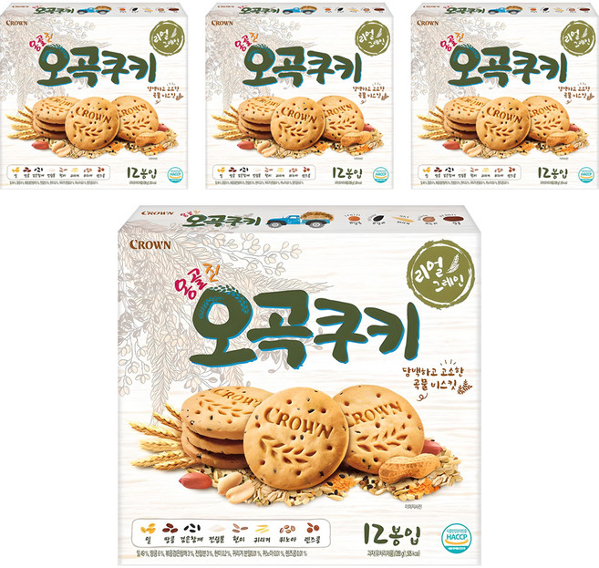 크라운 옹골진 오곡쿠키, 288g, 4개