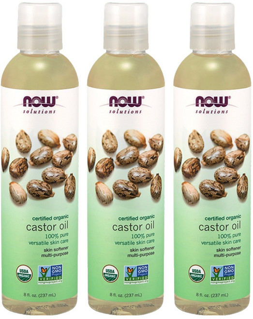 NOW Foods 純蓖麻保濕油, 237ml, 3瓶