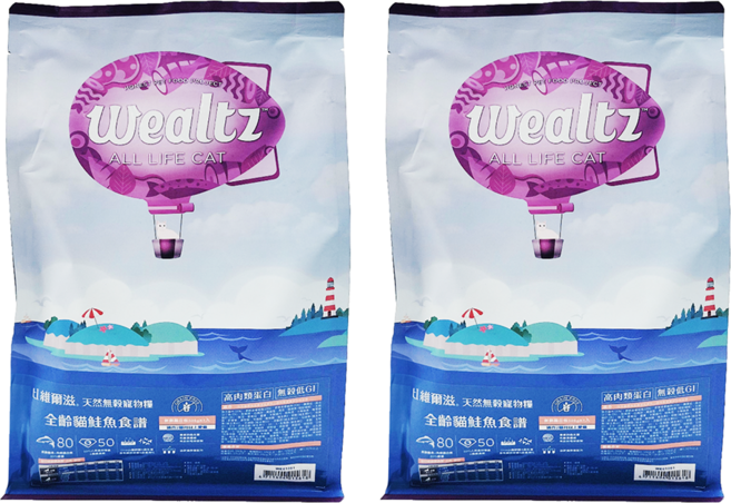 Wealtz 維爾滋 全齡貓 天然無穀寵物乾糧, 300g, 2包, 鮭魚