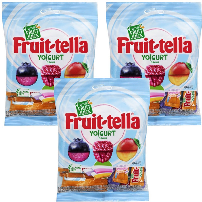후르트텔라 요구르트향 츄잉캔디, 100g, 3개