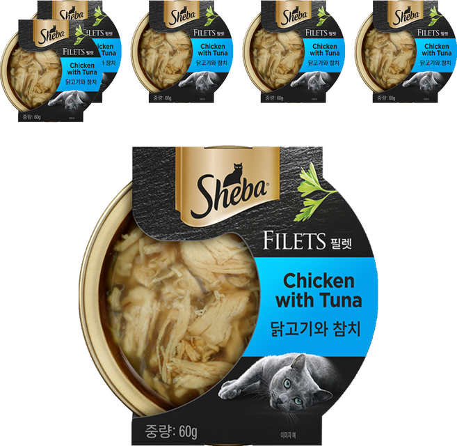 쉬바 어덜트 고양이 필렛 습식사료, 닭+참치, 60g, 6개