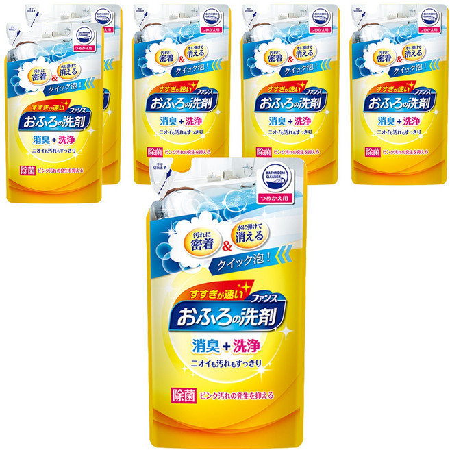 第一石鹼 FUNS 浴室去垢抑菌清潔泡沫噴霧 補充包 橘子薄荷香, 330ml, 6包