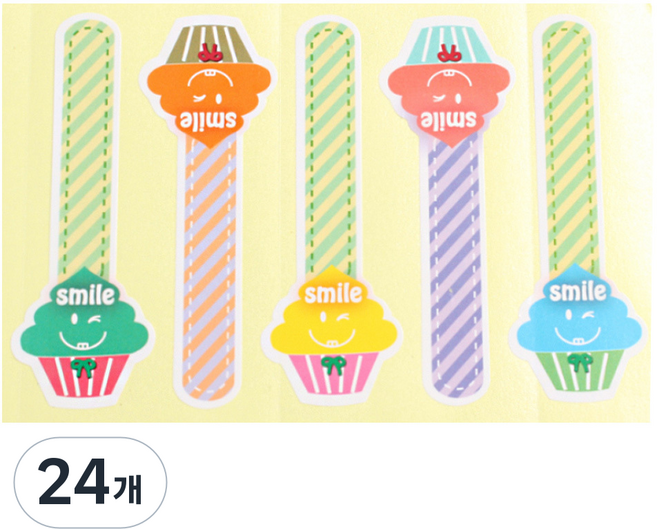 피크닉하우스 미니머핀 스마일 도시락스티커 5p, 혼합 색상, 24개