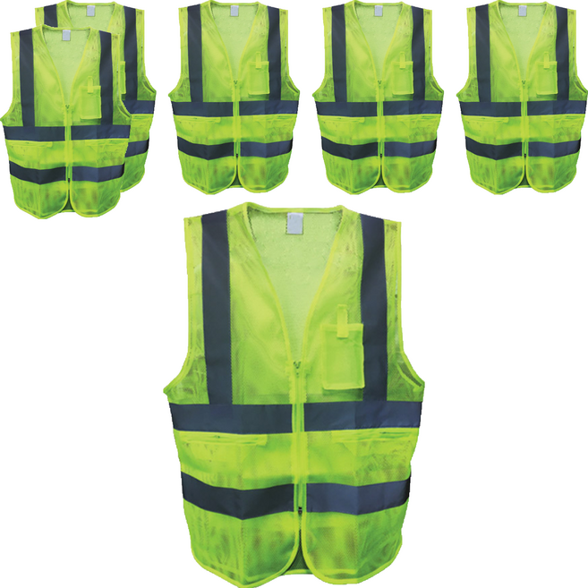 가드맨 현장 작업용 형광 안전조끼, 노랑, 6개
