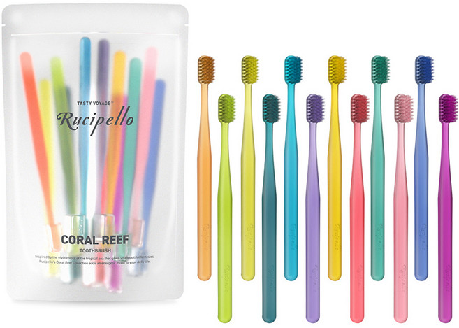 루치펠로 코랄리프 양면 미세모 칫솔, 12개입, 1개