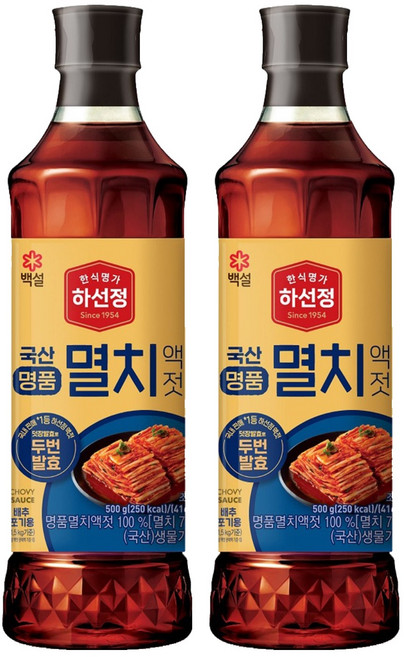 하선정 국산 명품 멸치액젓, 500g, 2개